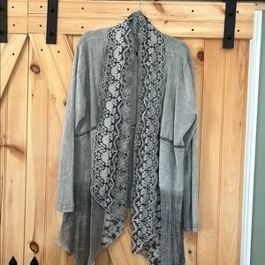 Gray Lace Trim Women's Sweater